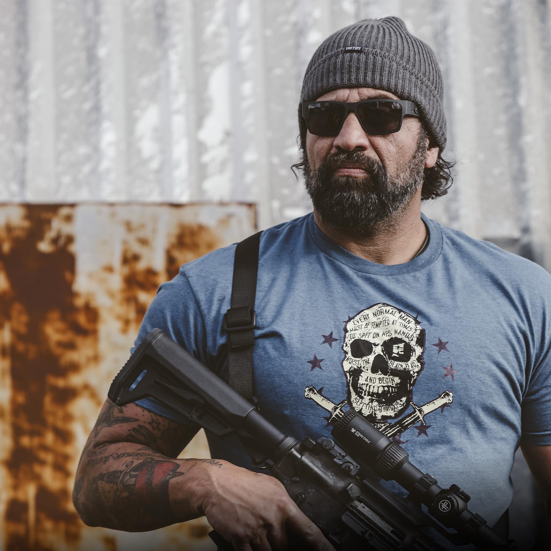 VIKTOS Men's Hoist The Black Tee - Universal Crewneck Short Sleeve Soft Cotton Blend Workout Casual Athletic T-Shirt w/Print - Image 3